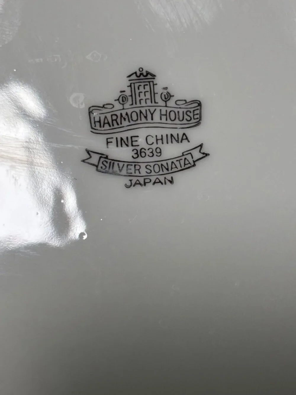Harmony House Silver Sonata Set Of 4 Fine China Dinner Plates Japan Vintage 60s